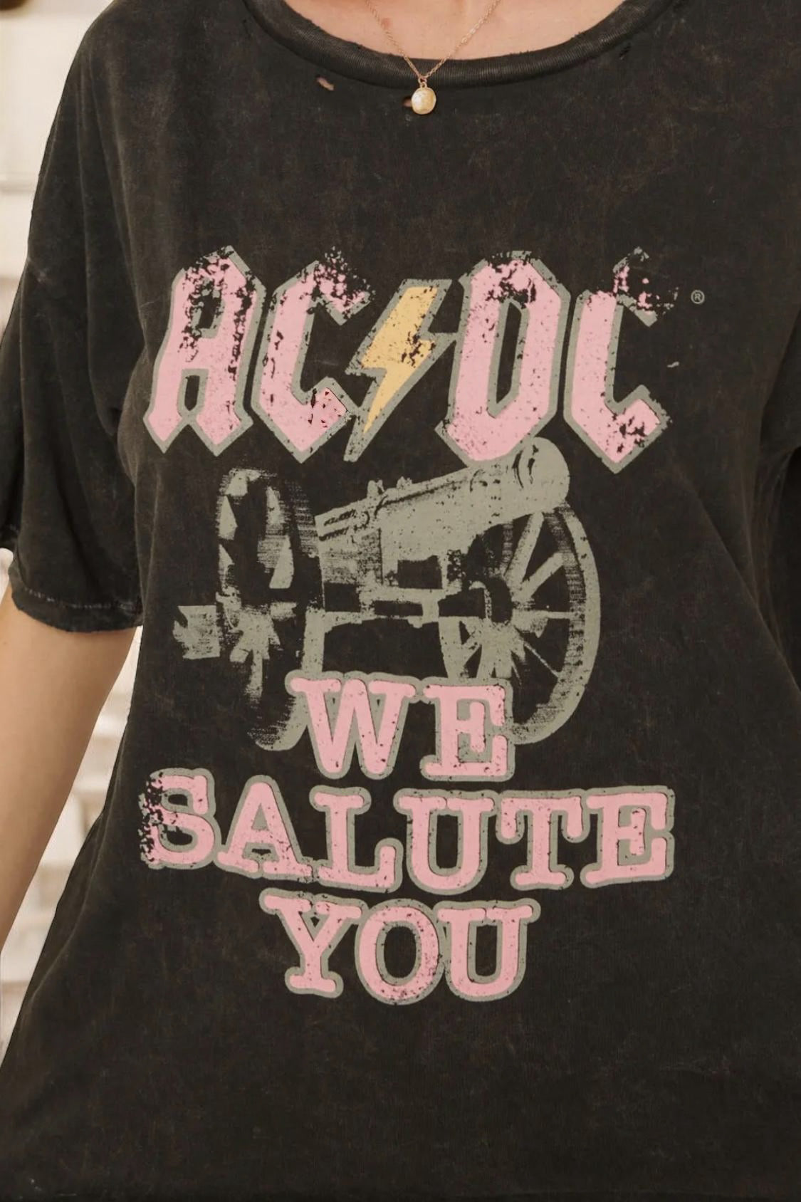 AC/DC license distressed tee