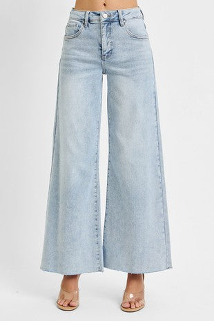 High rise ankle wide palazzo jeans