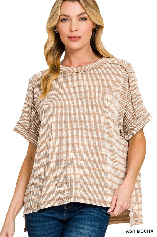 Ash mocha striped cuff sleeve