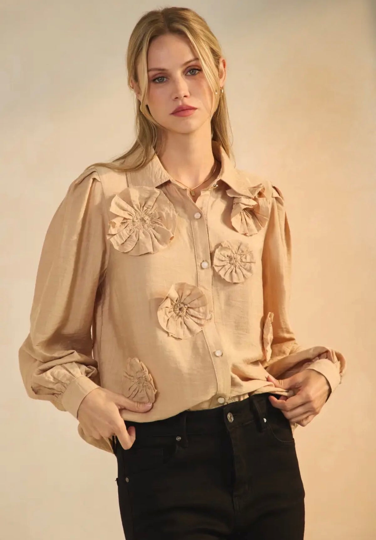 Textured floral blouse