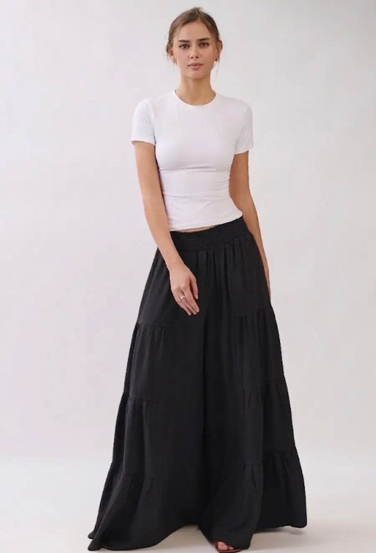 Tiered maxi palazzo pants