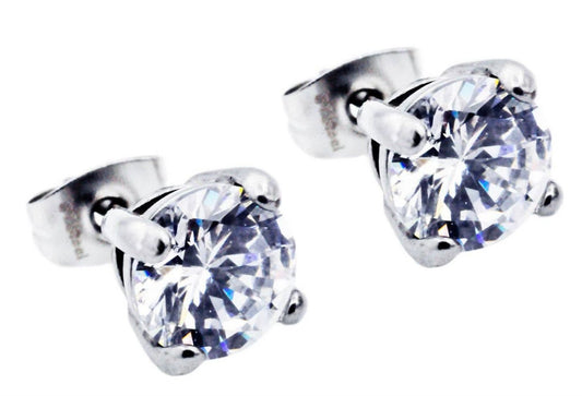 Stainless steal 7mm cz earrings