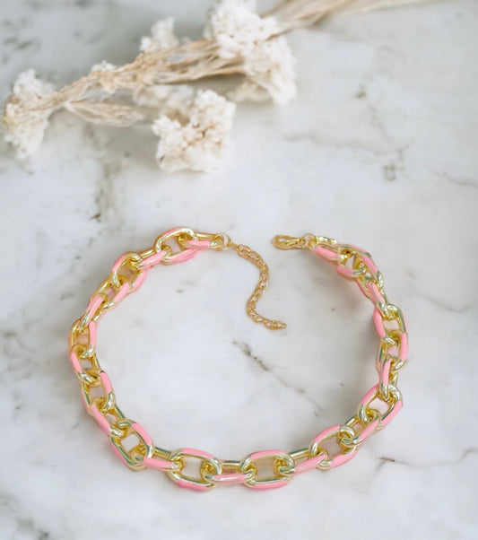 Gold & Pink Barb Necklace