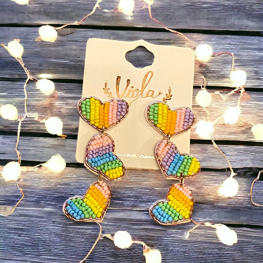 Multi Drop Heart Earrings