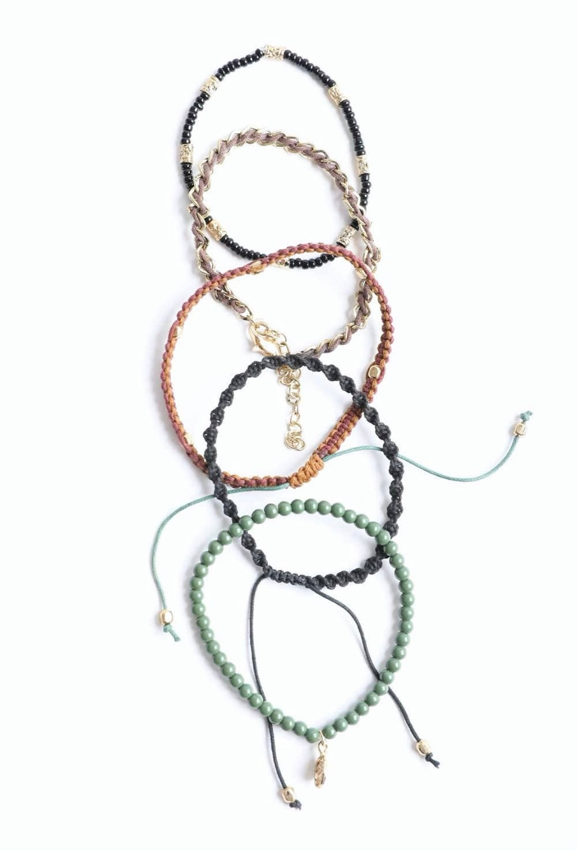Woven Bead Stackable Cord Bracelets