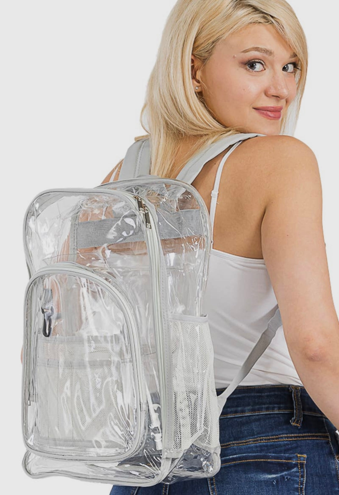 Gray XL Clear PVC BackPack