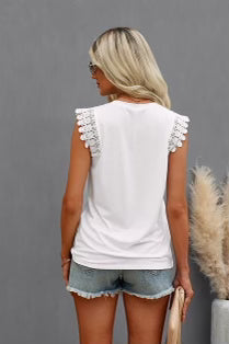 White lace shoulder top