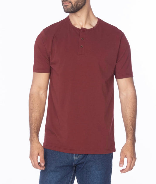 Burgundy Short Sleeve Henley