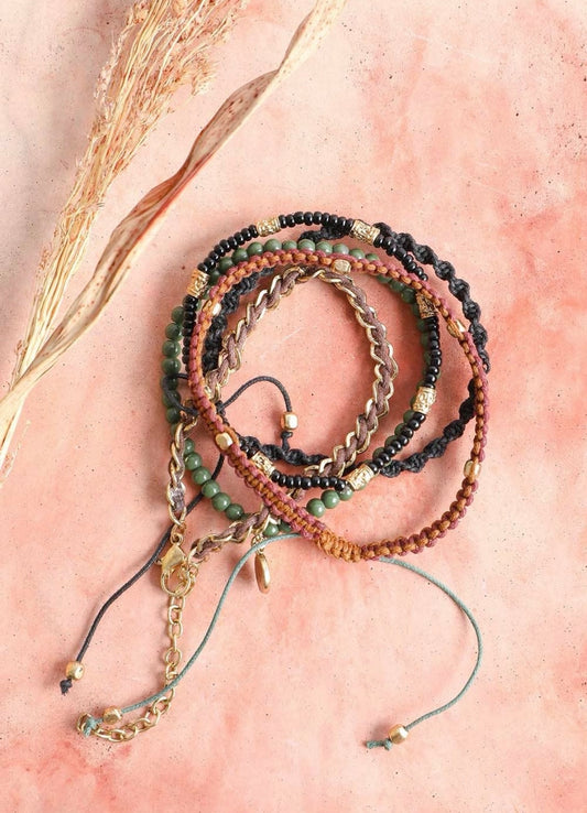Woven Bead Stackable Cord Bracelets