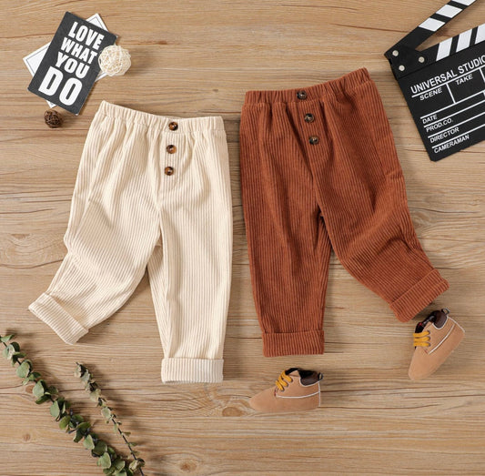 Button Front Corduroy Pants