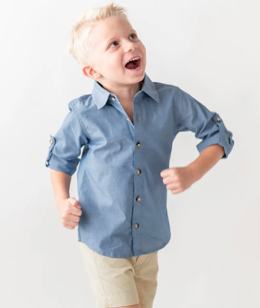 Blue Chambray Long Sleeve Button Down