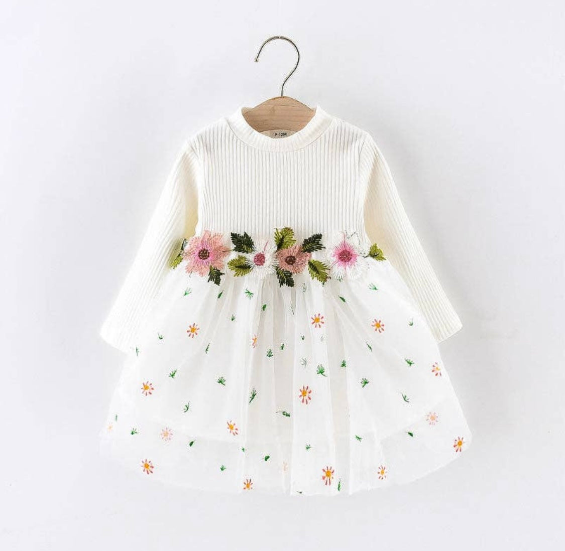 White Embroidered Floral Dress