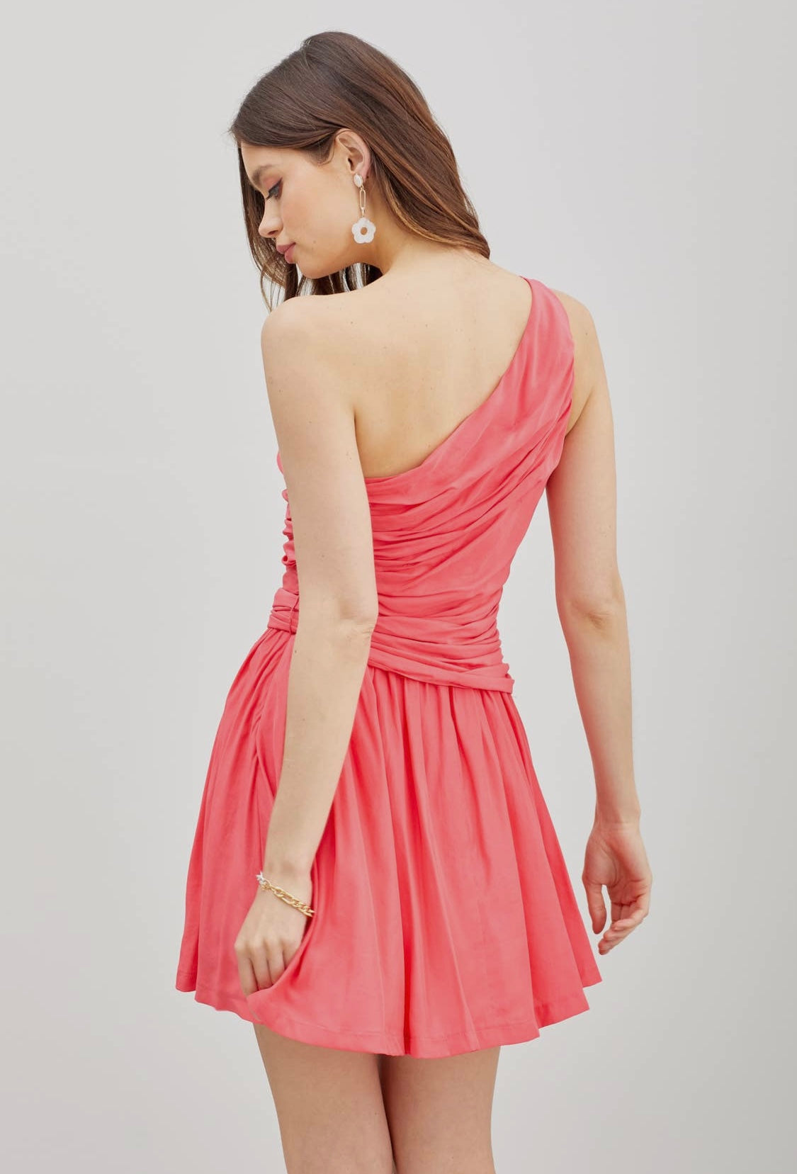 Pink Punch One Shoulder Dress