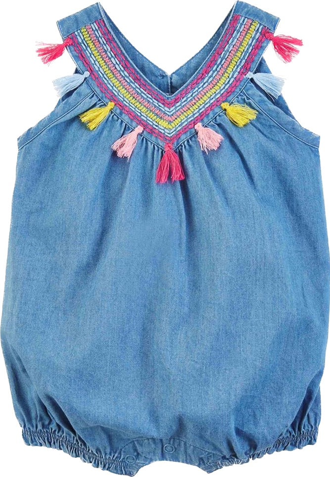 Tassel Chambray Baby Romper