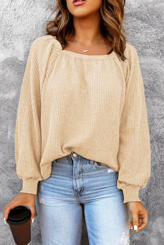 Nude Waffle Knit Top