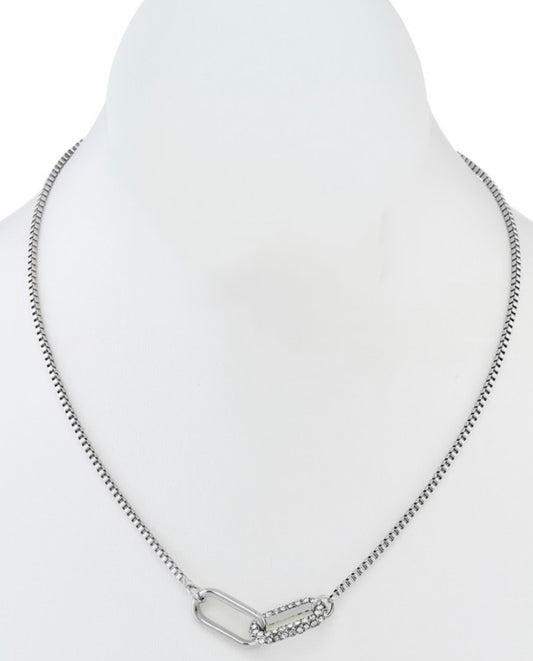 Silver Link Pendant Venetia Lock Necklace