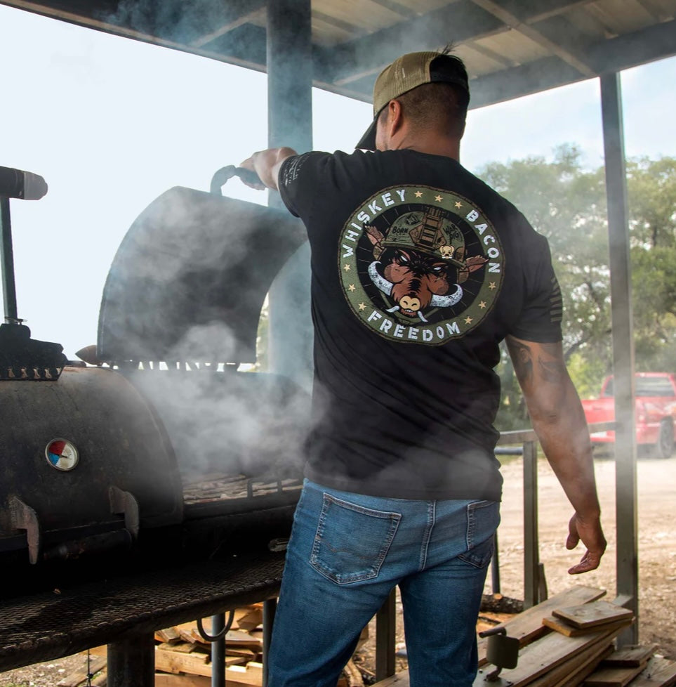 Whiskey.Bacon.Freedom Black Tee