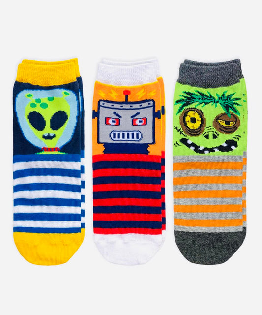 3Pcs Robot, Alien &Zombie Crew Socks