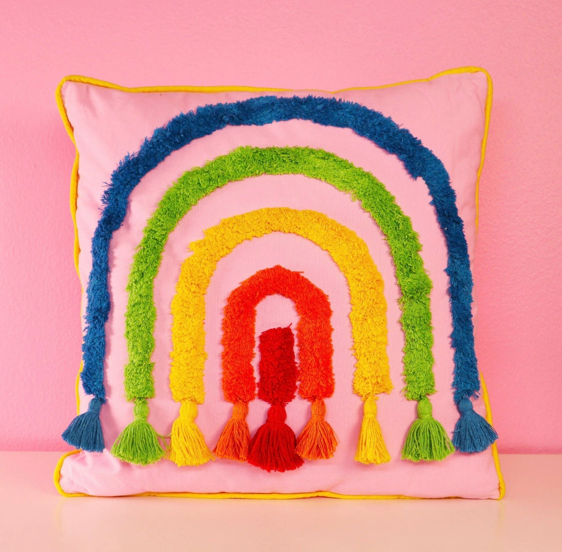 Rainbow Fringe Decorative Pillow