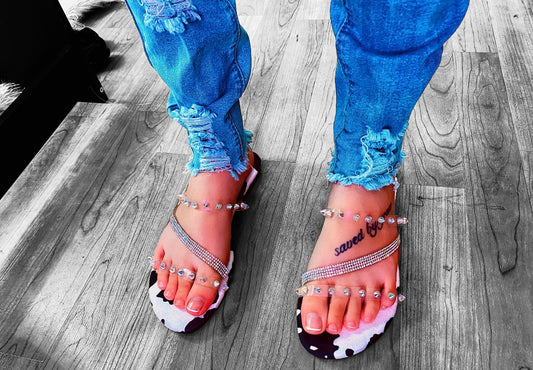 AB Cow Print Sandals