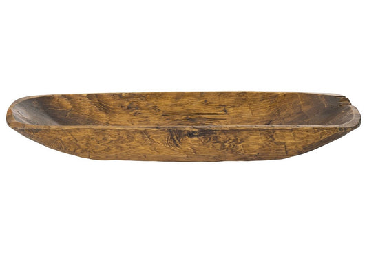 Rustic Brown Natural Handcarved Thin Oval Centerpiece Bowl