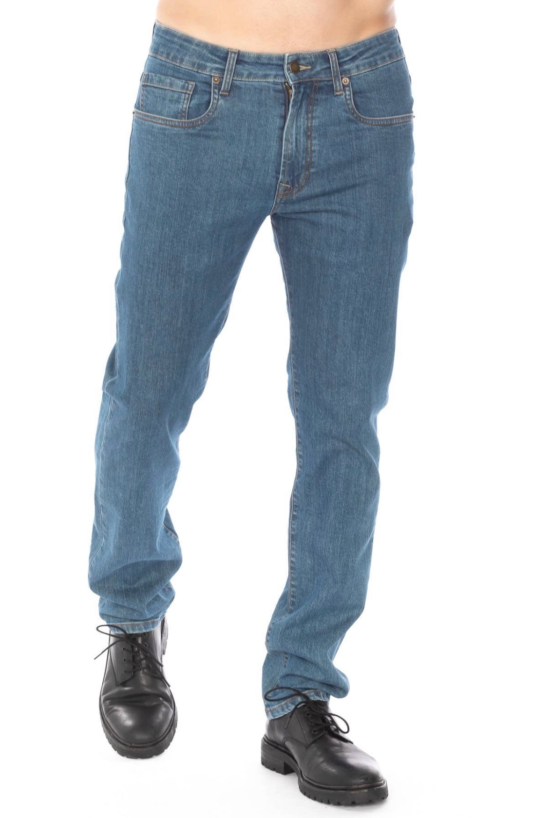 Medium Blue Straight Fit Denim Jeans