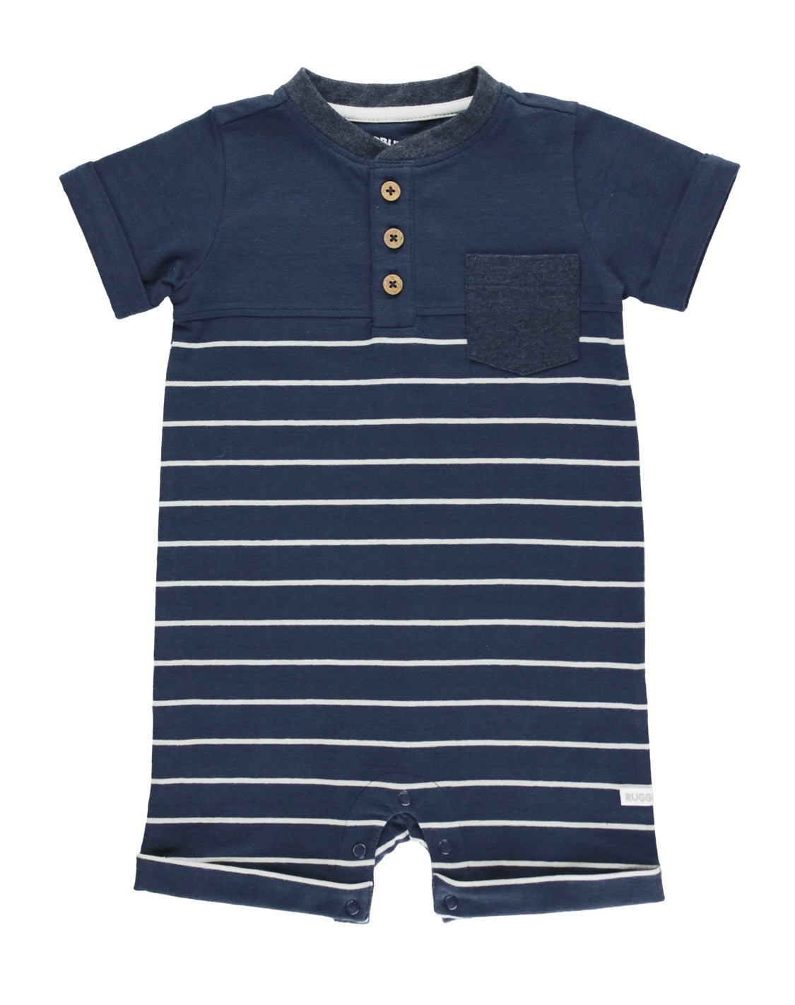 Navy and Grey Stripe Henley Romper