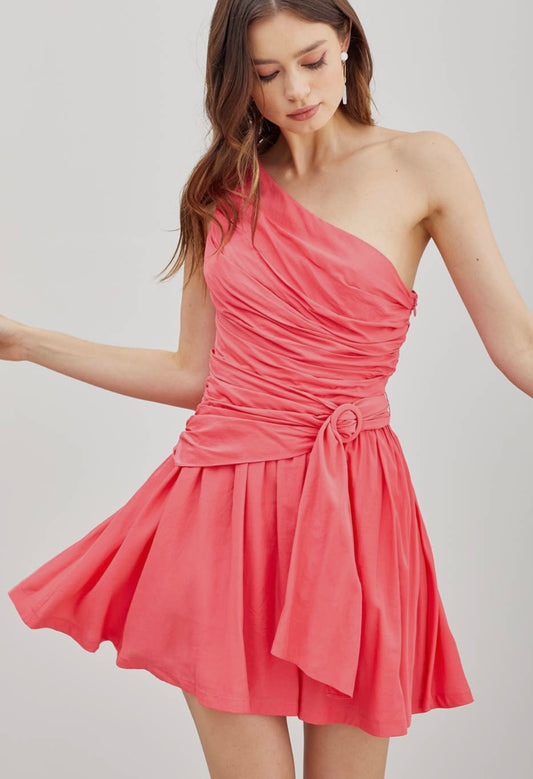 Pink Punch One Shoulder Dress