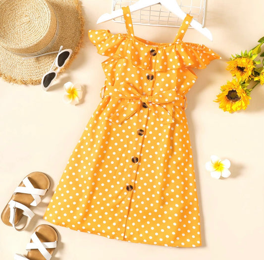 Yellow Polka Dot Sleeveless Dress